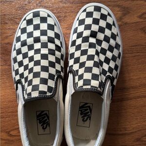 Vans Checkered Slip-On Shoes - Black and White